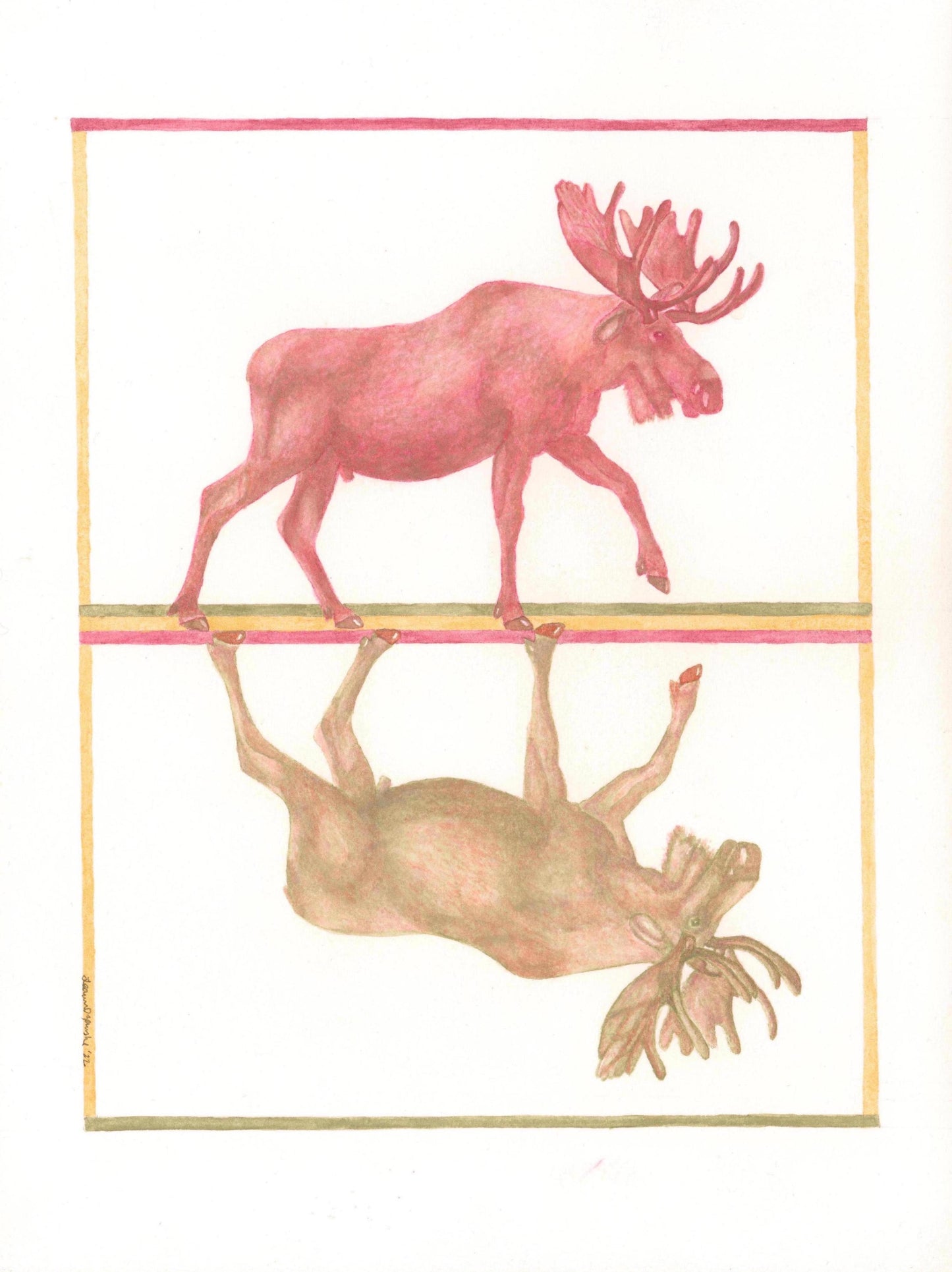 Moose Duality Series Original Watercolor