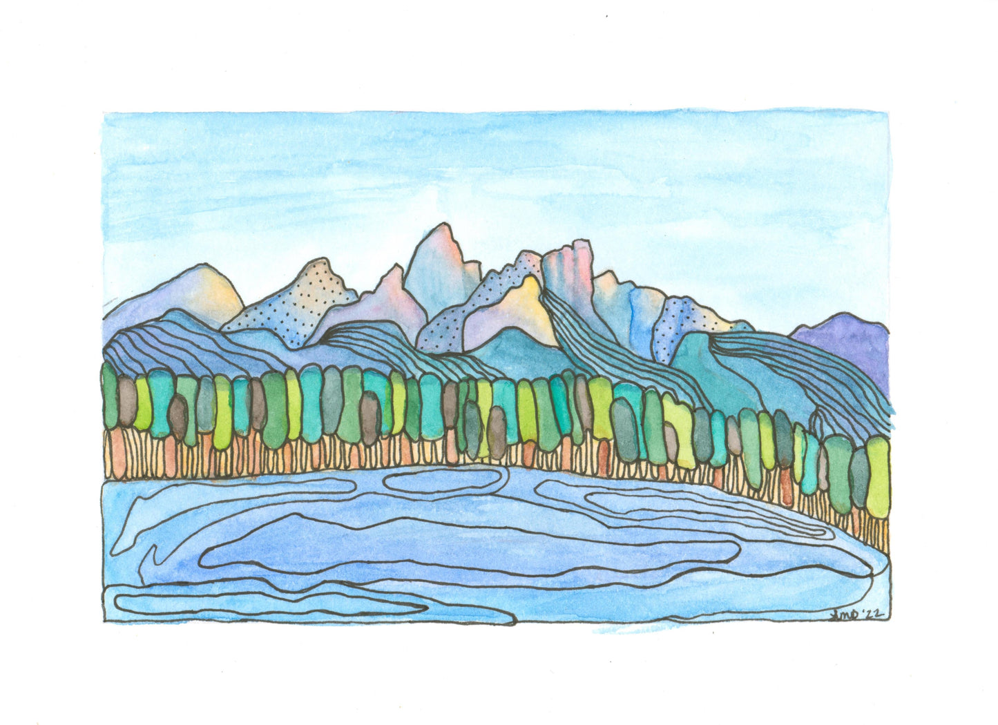 PICK-A-TETON #3 Original Watercolor SOLD