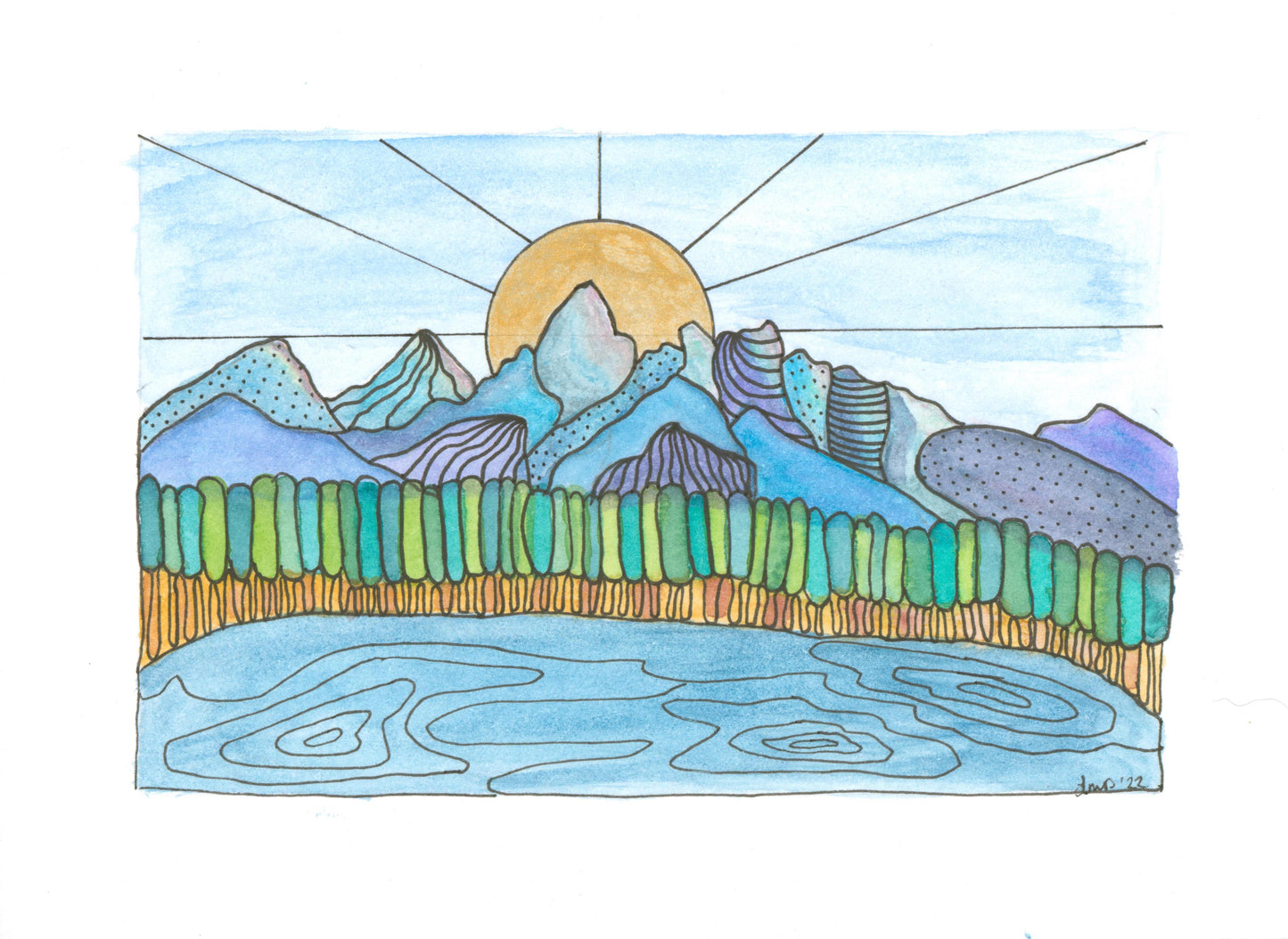 PICK-A-TETON #5 Watercolor Print