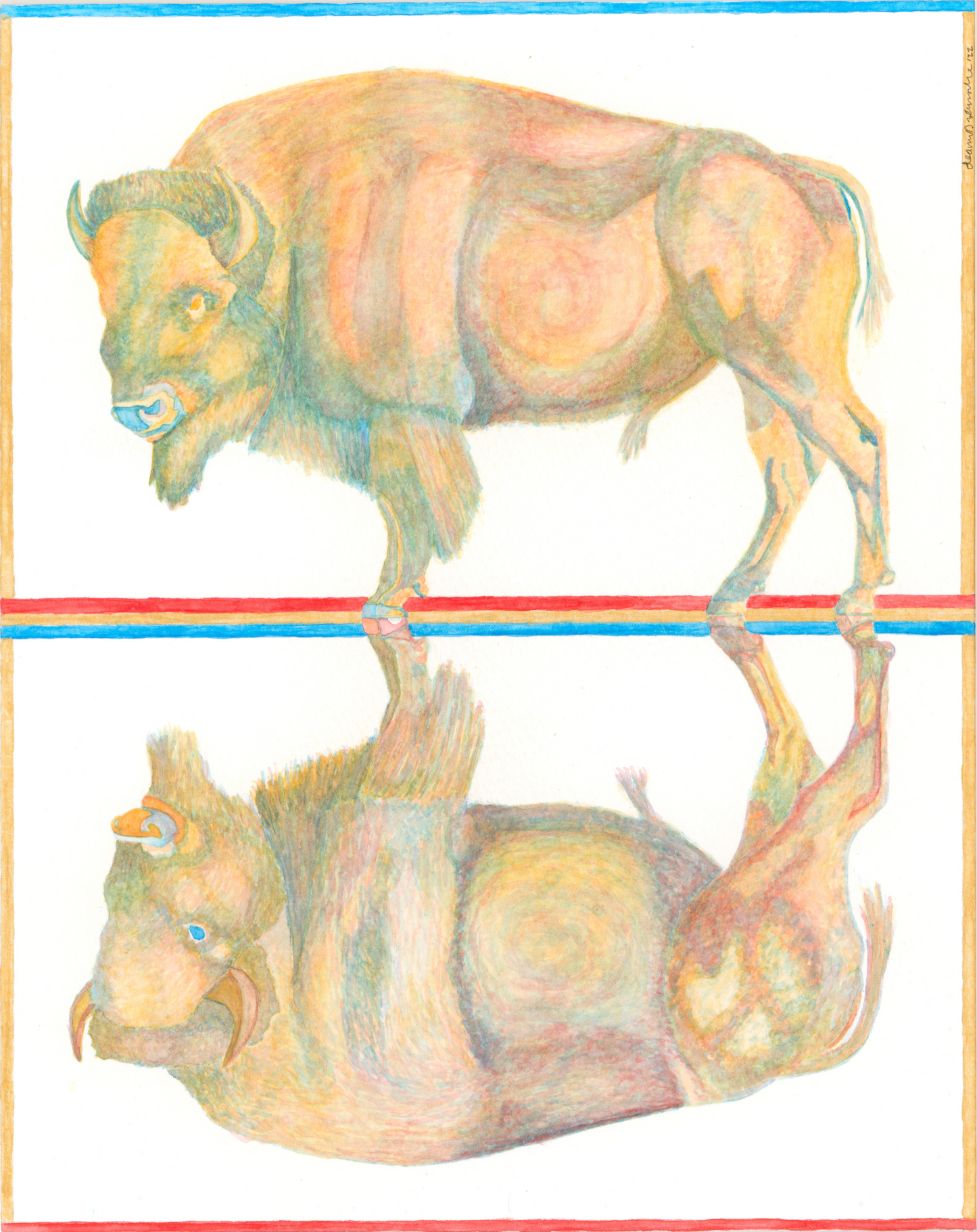 Bison Duality Series Original Watercolor