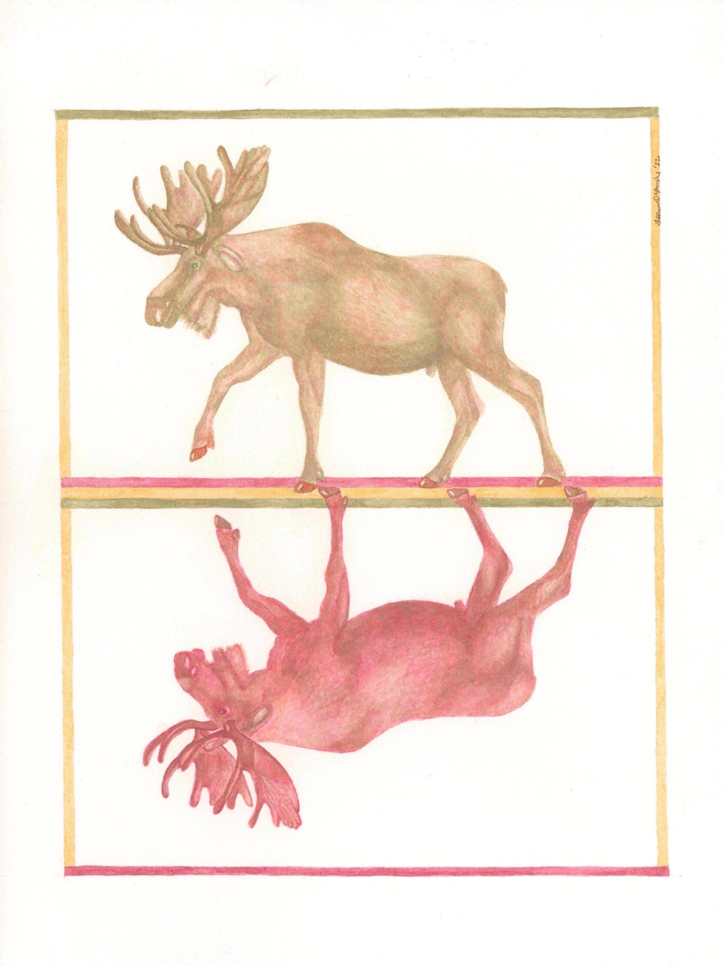 Moose Duality Series Original Watercolor